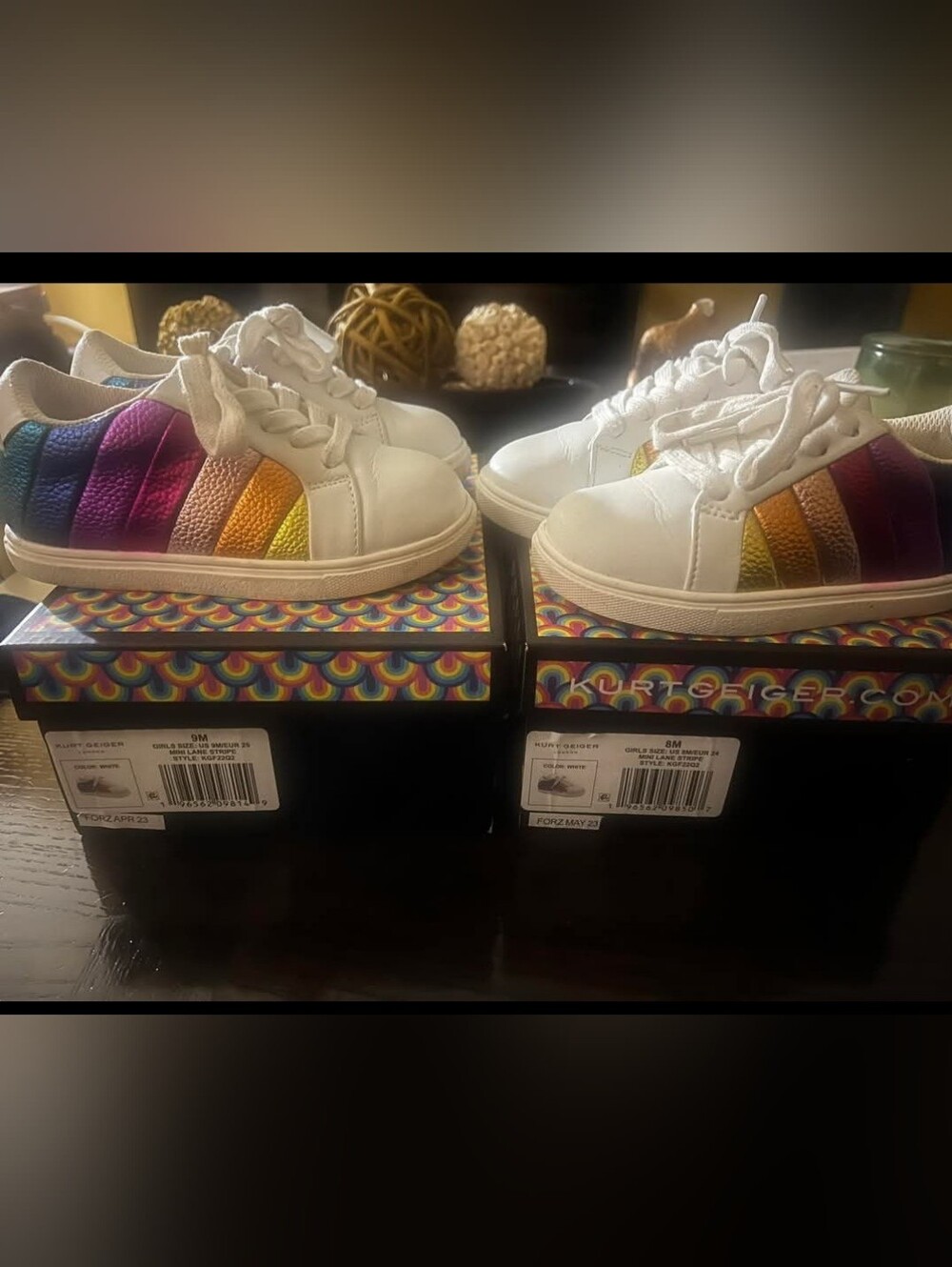 Kurt Geiger Kids White Sneakers with Rainbow Stripe Detail